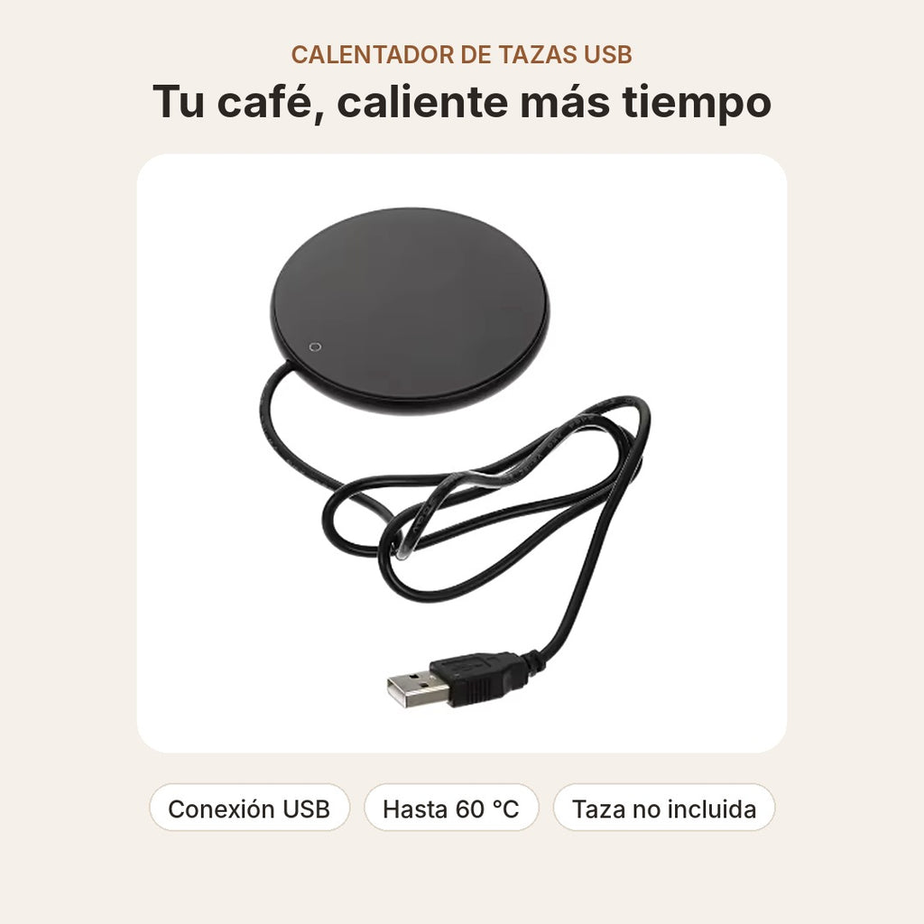 Calentador de tazas USB, base calentadora negra