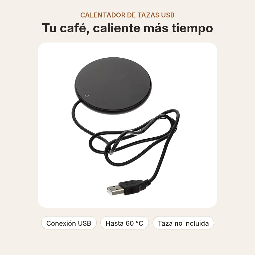 Calentador de tazas USB, base calentadora negra