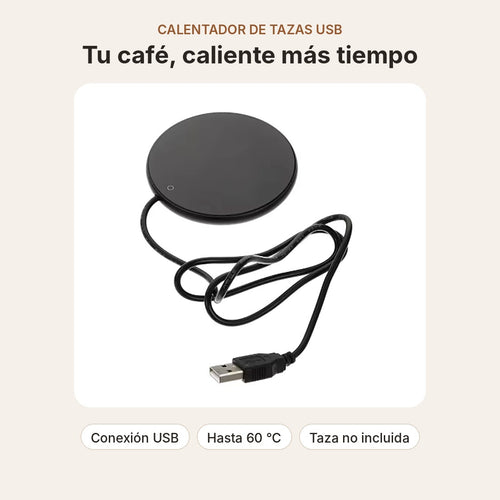 Calentador de tazas USB, base calentadora negra