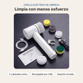 Cepillo eléctrico de limpieza con 5 cabezales intercambiables, cable USB y soporte