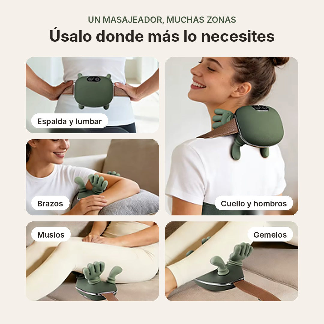 Masajeador usado en cuello, espalda, brazos, muslos y gemelos